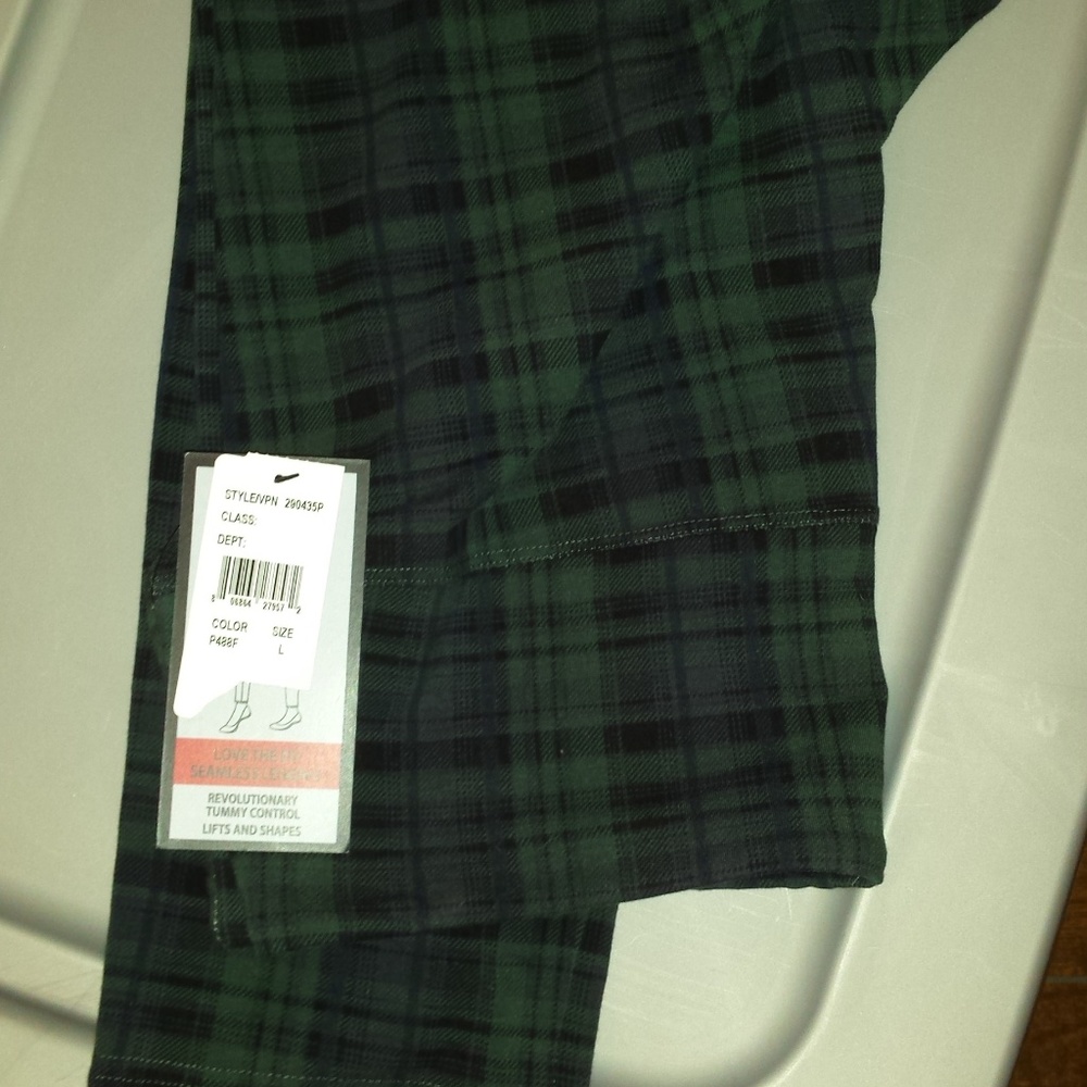 Plaid Tummy Control Leggings-Size L